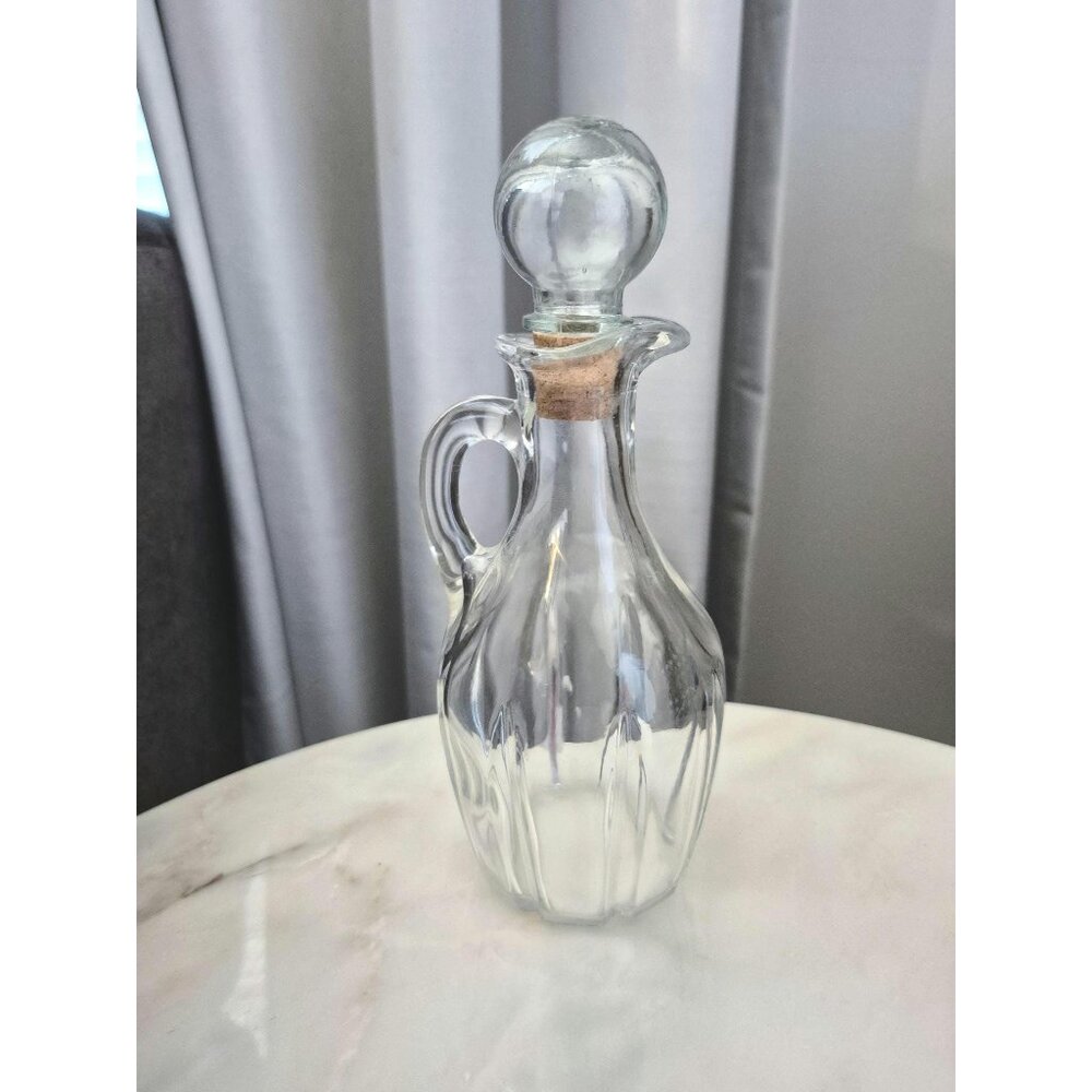 Vintage Clear Glass Cruet Bottle with Stopper